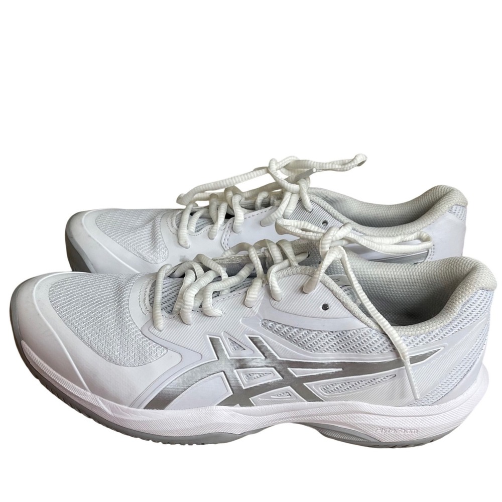 ASICS solution speed athletic Womens Tennis Shoes White Silver Size 8 EUC